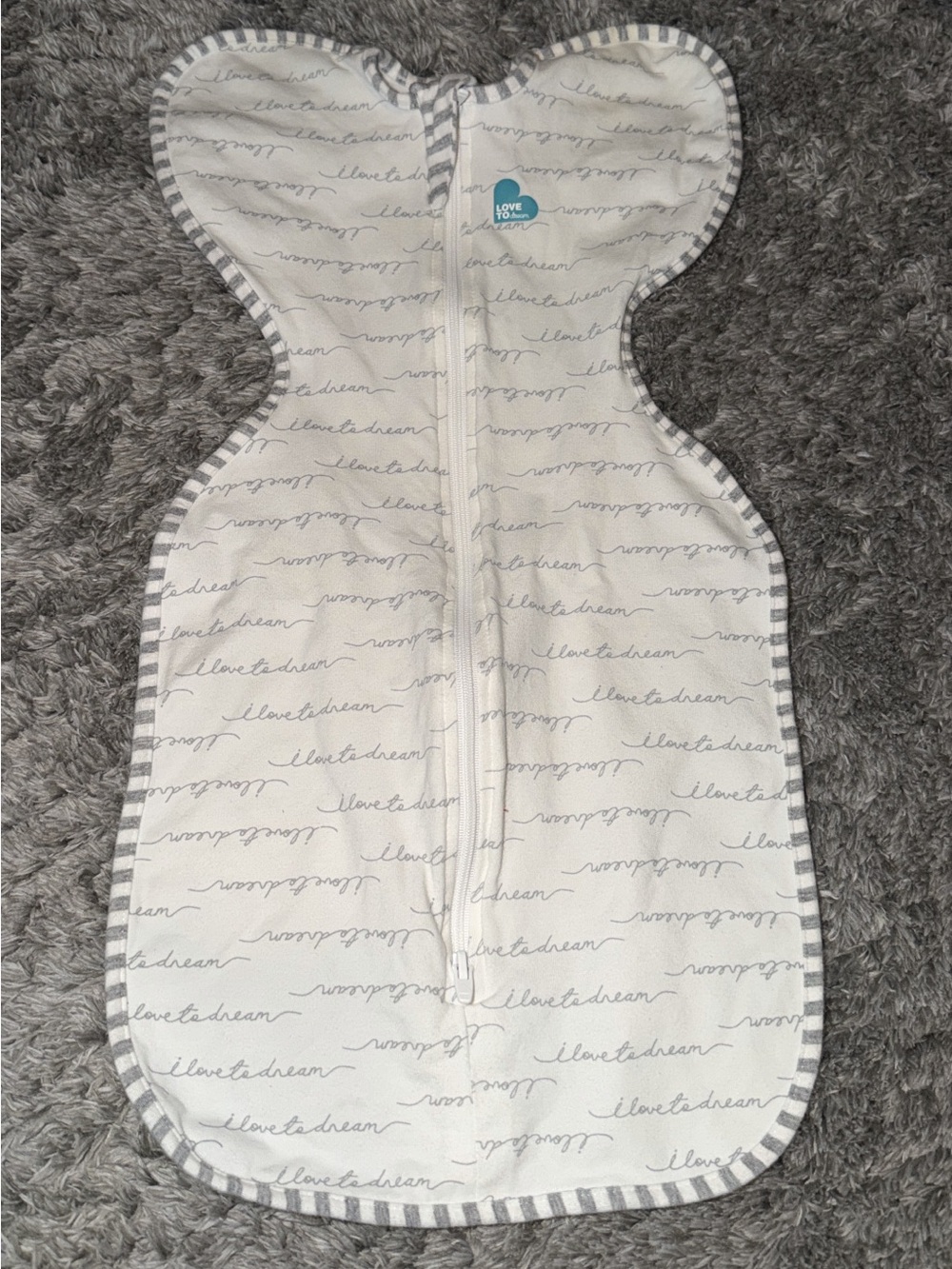 Love to dream White & Gray Swaddle Sleep Sack with Script Print